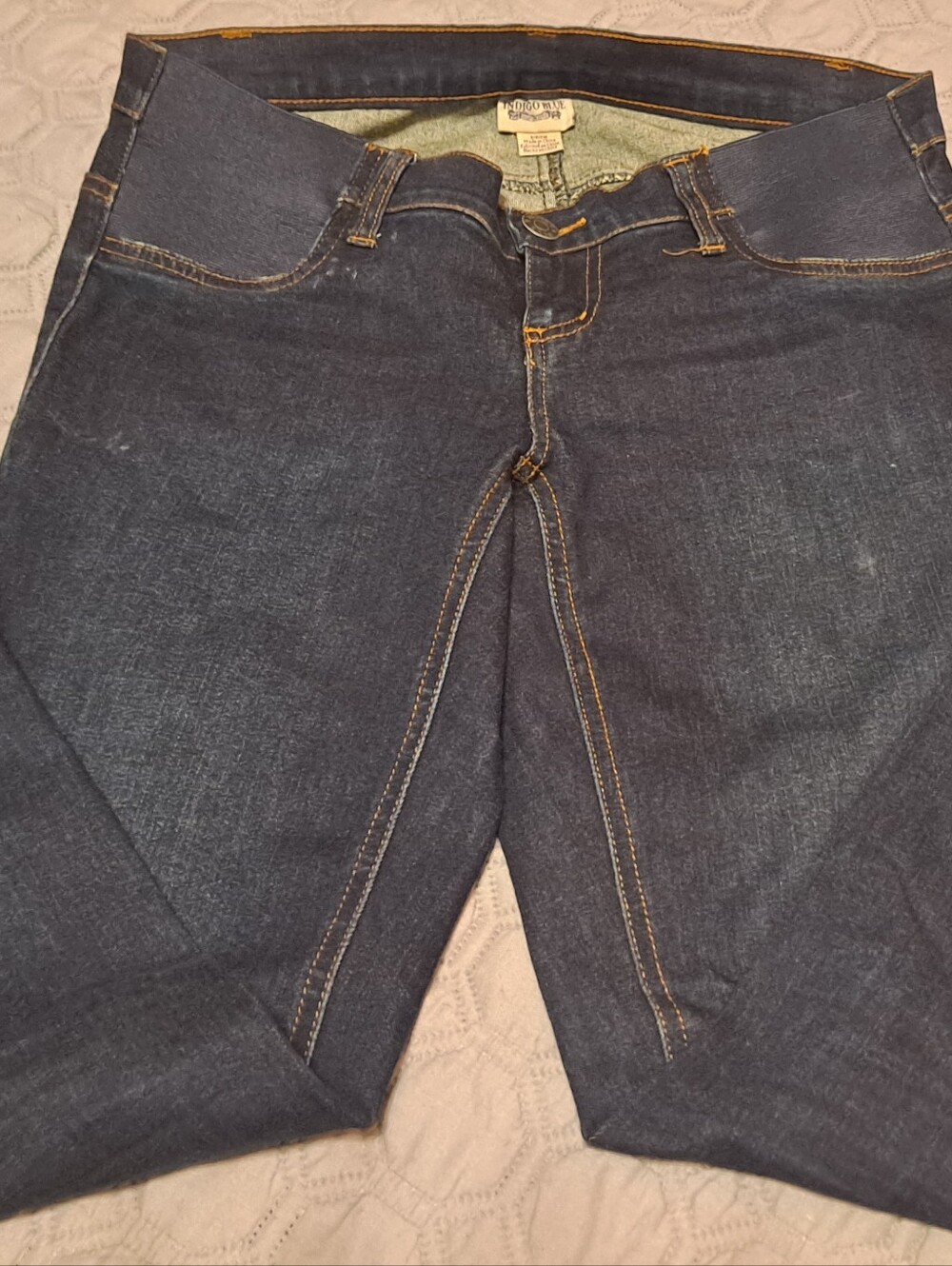 Indigo Blue Maternity Dark Wash Jeans with Contrast Stitching S/P/CH